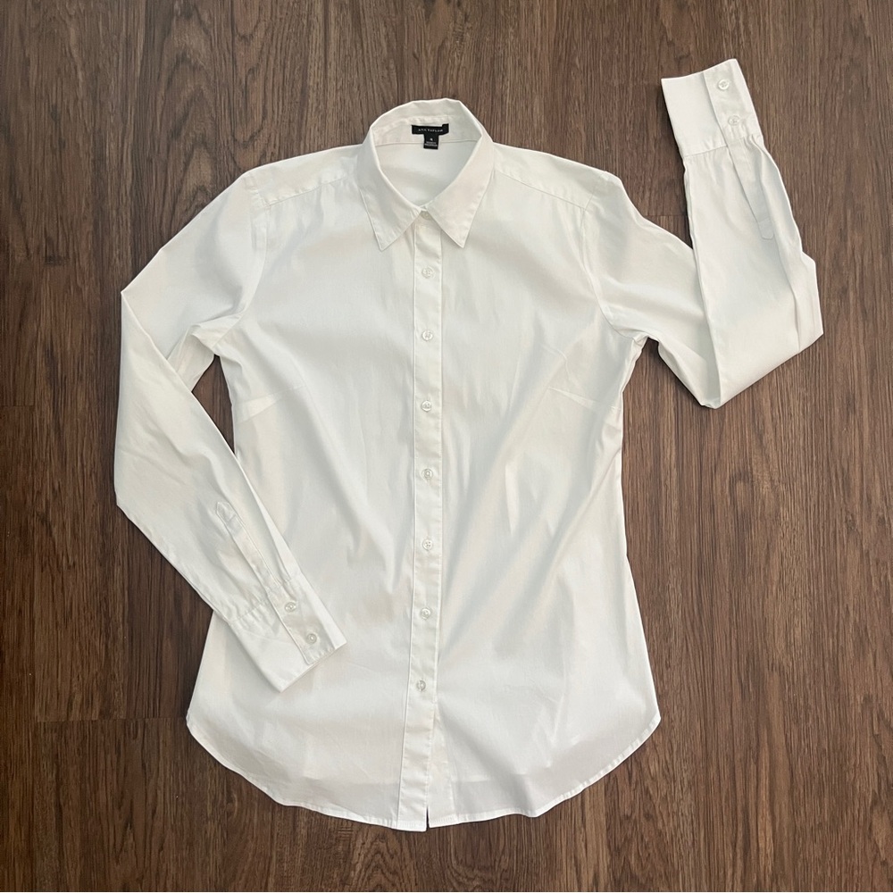 Ann Taylor White Button Down Shirt Size 4